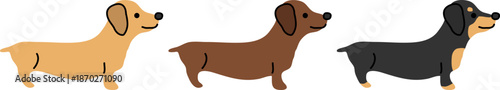 ミニチュアダックスフンドのかわいいイラスト。（Cute illustration of a miniature dachshund.）
