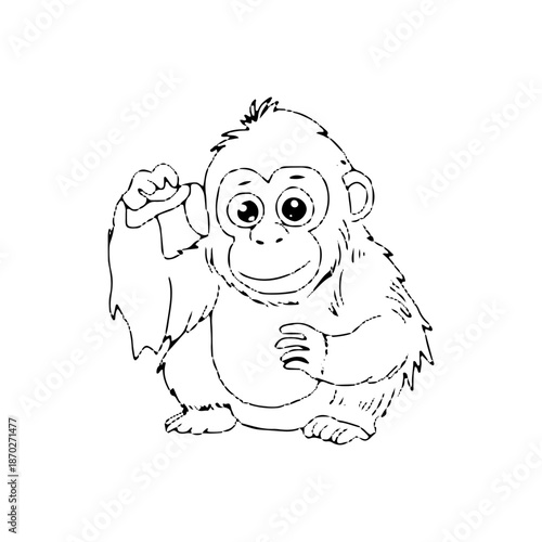 Outline black and white coloring on monkey and orangutan