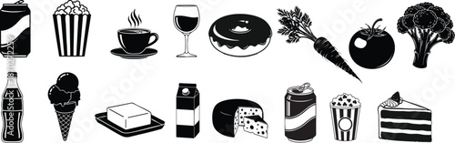  Modern Home Office Furniture and Digital Technology Silhouette Icons