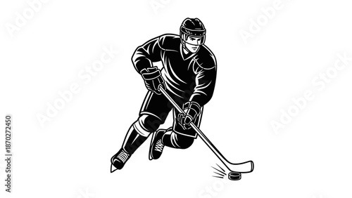 Hockey Player in Action Skating Fast.