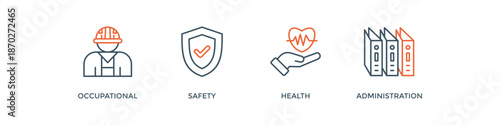 OSHA banner web icon vector illustration concept for occupational safety and health administration with an icon of worker, protection, healthcare, and procedure