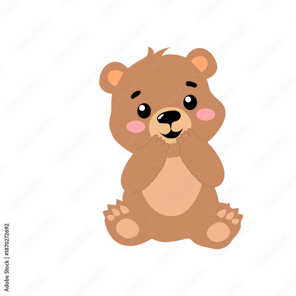 Fototapeta premium Cute brown teddy bear sitting with heart