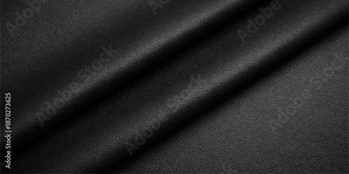 A dark black fabric and leather material texture featuring a rough textile pattern on a cloth surface for a fashion design wallpaper or clothing backdrop