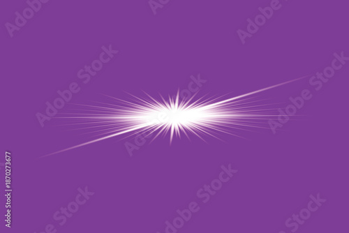 Vibrant purple background with radiant white light beam and streak