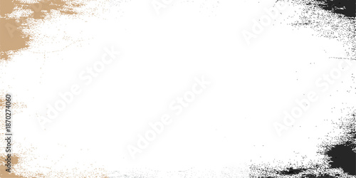 Abstract grunge frame with textured black background and decorative splatter elements