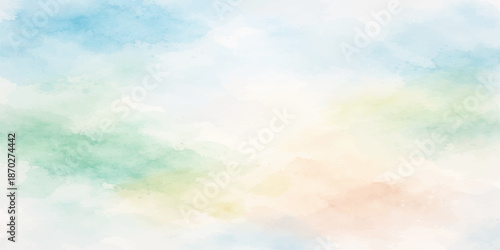 Abstract colorful watercolor sky with clouds