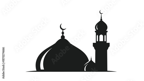 Islamic Architecture Silhouette Mosque Dome and Minaret