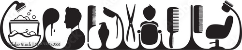 Hair salon tools and services icon set collection