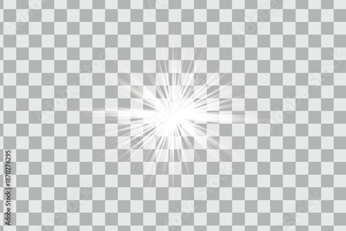 Explosion effect on a transparent background with grey and white checkerboard pattern