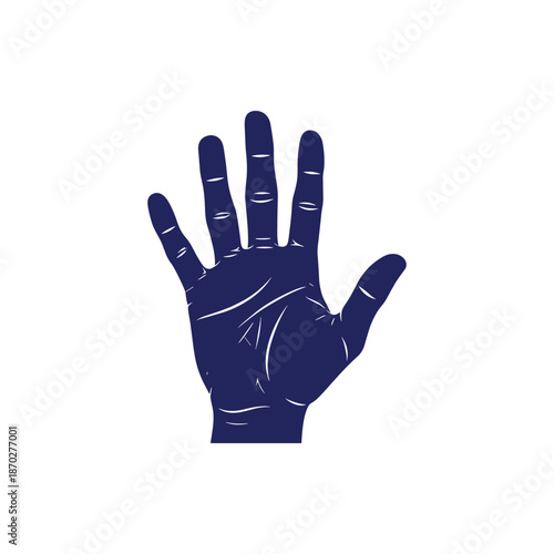An open hand symbolizing high five, stop, counting, or readiness to greet