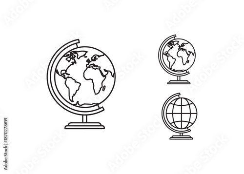 Planet Earth Globe Map Vector Icon – Global Geography and World Network
