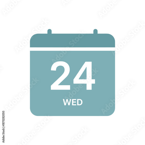 Calendar Icon with the Number 24 and the Day Wednesday - A Simple Graphic Representation of a Date on a Blue-Gray Background
