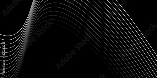 Abstract wave element for design. Digital frequency track equalizer. Stylized line art background. Vector illustration. Wave with lines created using blend tool. Curved wavy line, vector lines