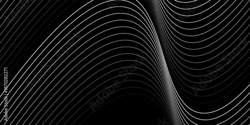 Abstract wave element for design. Digital frequency track equalizer. Stylized line art background. Vector illustration. Wave with lines created using blend tool. Curved wavy line, vector lines