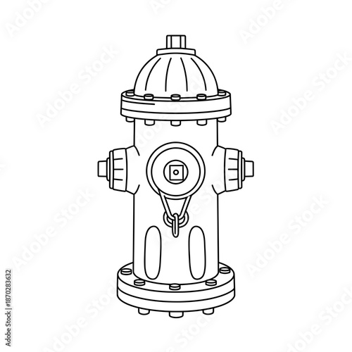 A line art drawing showing a fire hydrant on a white background, front view
