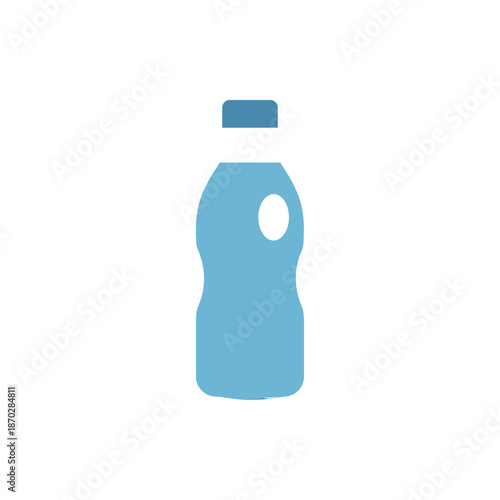 A minimalist vector illustration of a blue plastic bottle with a cap, suitable for general use