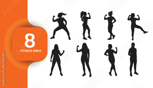 8 Fitness Girls Silhouettes Collection