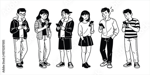 Youthful generation immersed in mobile technology and digital communication