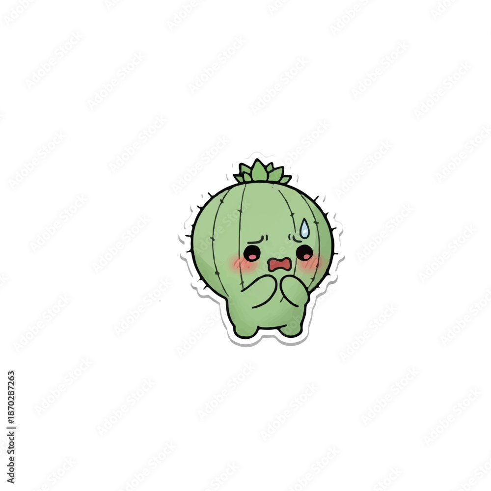 Obraz premium Cute Anxious Cactus