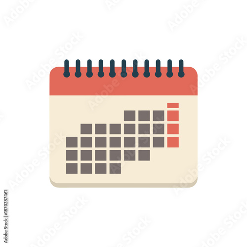 A clean, minimalist flat illustration of a wall calendar with a coiled spine, ready for planning your important dates and events