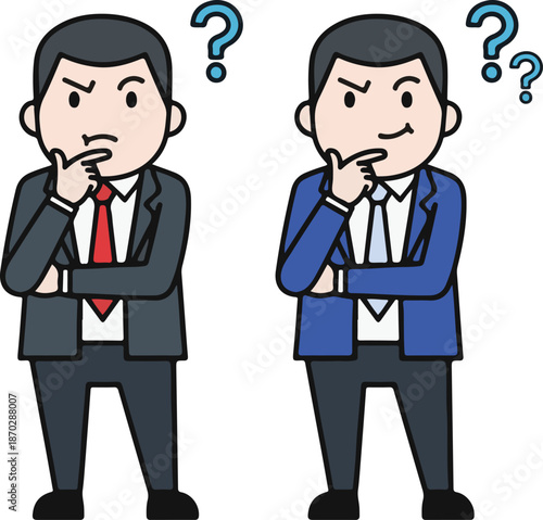 Businessman Problem Solving Business Character, Thinking Creative Solution Concept, Flat Cartoon Illustration Style