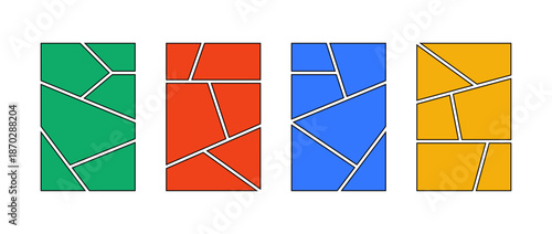 Bright comic book panel frames set. Pop art template grid page collection. 6 image collage moodboard layout pack. Picture mood board ideas. Storyboard design for photo, poster, manga mockup. Vector