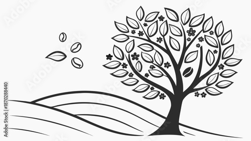 Modern Eco-Herbal Tree with Cloves and Berries, Clean Black Vector Design for Sustainable Living and Natural Health Blogs