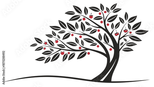 Eco-Friendly Clove Tree Illustration in Black Silhouette, Modern Vector Style for Holistic Wellness and Organic Food Branding