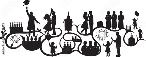 Silhouette Family Life Cycle Celebration Moments