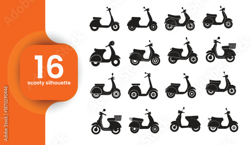 Scooter and Moped Silhouette Icons Collection