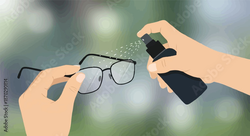 Cleaning Eyeglasses with Spray and Cloth A Step-by-Step Visual Guide