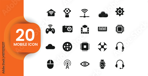 Mobile Technology and Connectivity Flat Icon Set