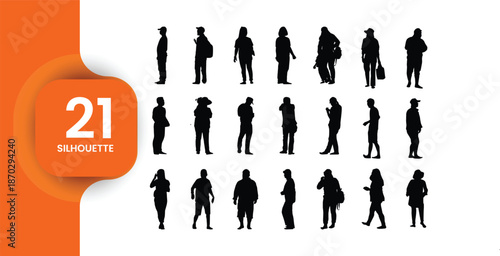 Collection of 21 Diverse People Silhouettes