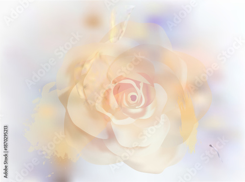 Blush pink watercolor fluid painting vector design card. Dusty rose and golden marble geode frame. Spring wedding invitation. Petal or veil texture. Dye splash style. Alcohol ink.Isolated and editable