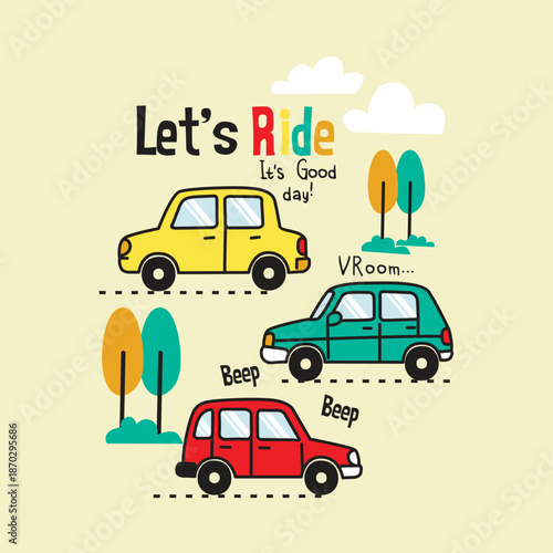 Let's Ride Happy Cartoon Cars on a Sunny Day Adventure