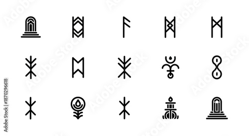 Mystical ancient symbols and runes for spiritual design projects, offering a unique connection to history and esoteric knowledge.
