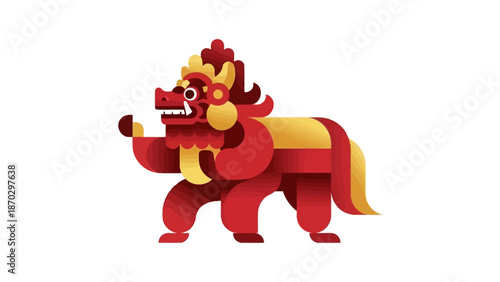Red and Gold Dragon Dance Costume Character.