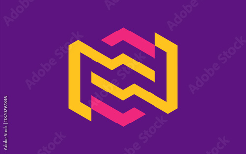 A sharp, abstract and techy logo, where the letter N is formed using dynamic lines inspired by electricity, creating a sense of energy, movement, modernity, innovation, strength and connectivity.