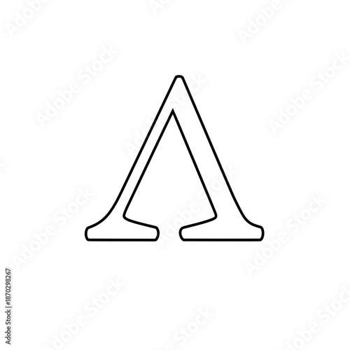 Graphic representation of a doubled, stylized letter "A," rendered in black lines on white