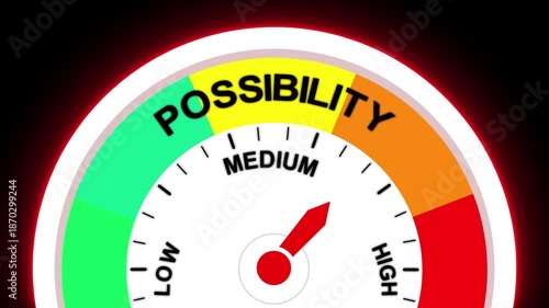 Possibility meter showing medium level gauge indicator meter measurement.