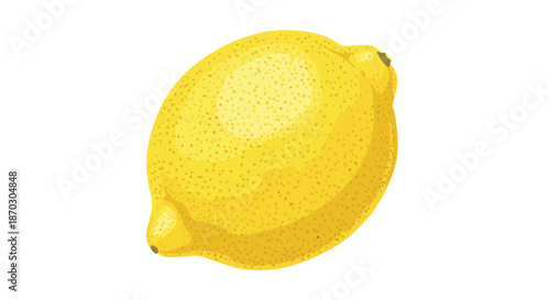 Bright and textured illustration of a whole ripe yellow lemon, isolated on a clean and simple plain white background for design.