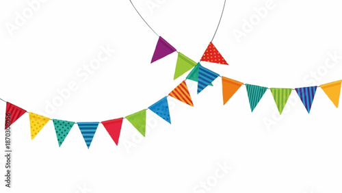 Colorful Triangle Flags Hanging on a String for Celebration.