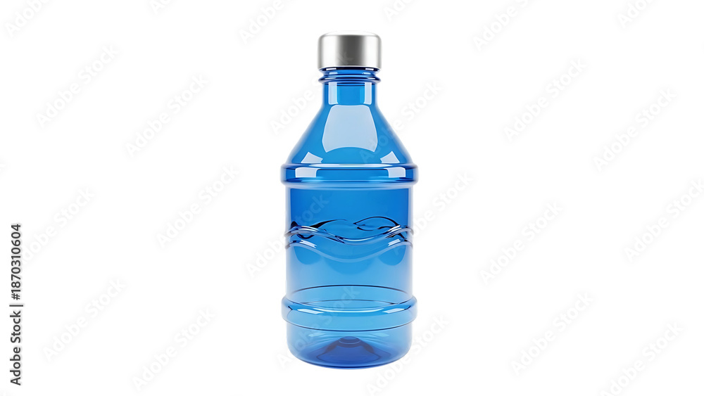 Naklejka premium A blue plastic water bottle isolated on transparent background