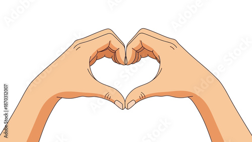 Hands forming a heart shape on a white background