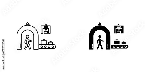 Black and white luggage security screening airport