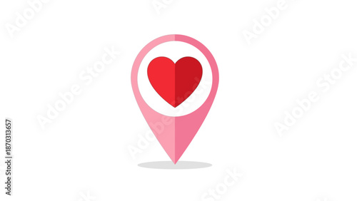 Heart-shaped location pin icon on white background