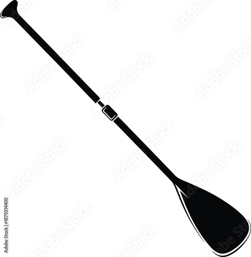 Black Paddle Oar Silhouette Vector Illustration for Stand Up Paddleboarding Water Sports Equipment and Kayaking Boating Design Isolated on White Background