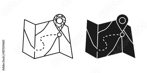 Two maps with location pins and dashed route lines