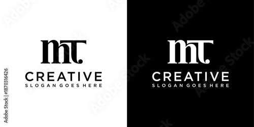 MT or TM initial letter logo design vector