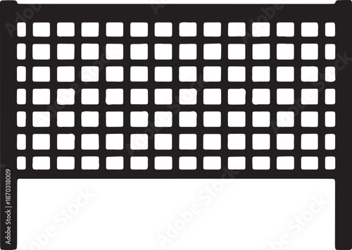 Volleyball net or tennis sports court boundary mesh vector silhouette icon for stadium design